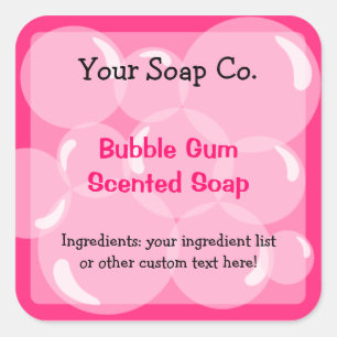 Bulles roses Bubble Gum Étiquette de savon