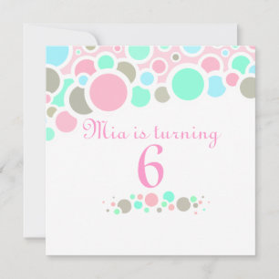Bulles roses et bleues Invitation Anniversaire