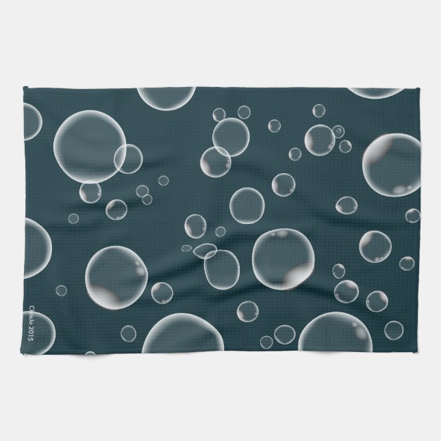 Bulles turquoises Serviette de cuisine Décor (Horizontal)