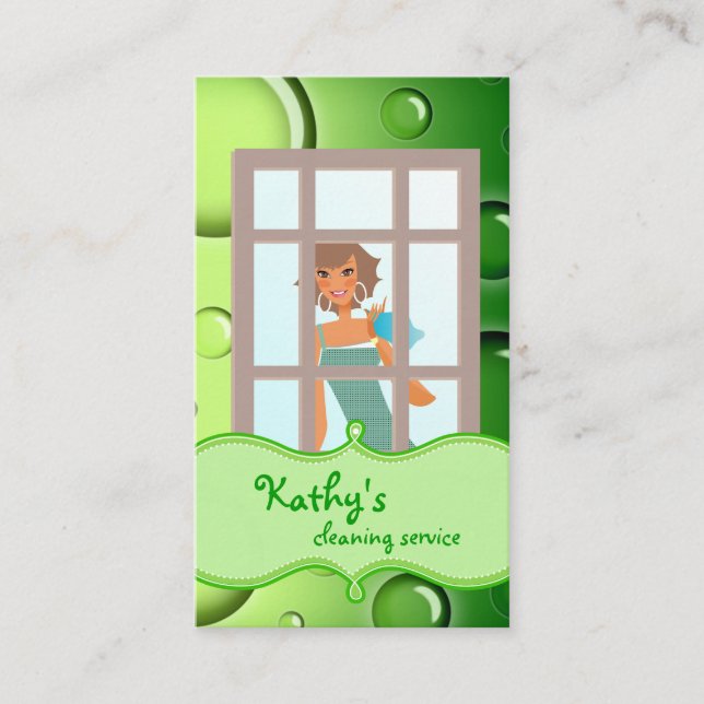 Bulles vertes du Carte de visite de nettoyage (Devant)