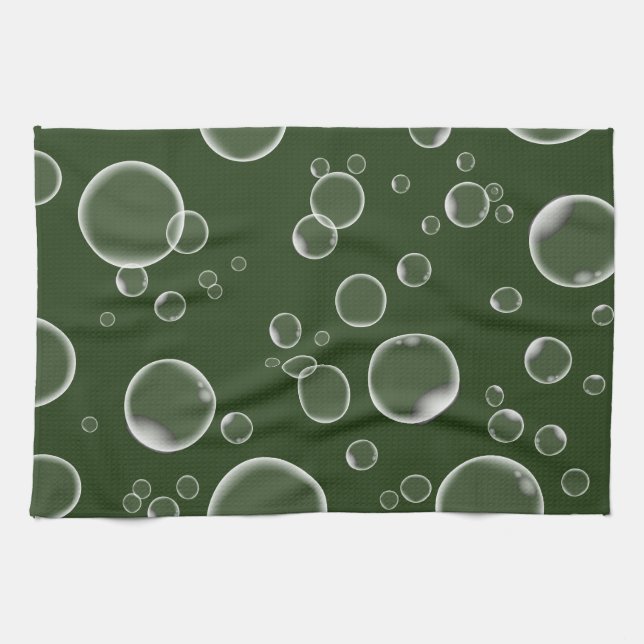 Bulles vertes Serviette de cuisine Décor (Horizontal)