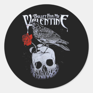 Bullet Funny For My Valentinee Skull Roses  Classic Round Sticker