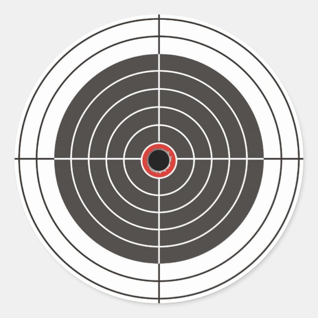 Bullet hole in the target - bull's eye shooting classic round sticker (Front)