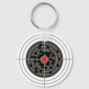 Bullet holes in target - but not the bulls-eye! keychain