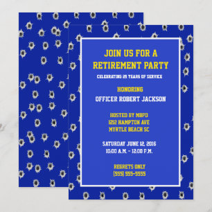 Bullet Holes Police Officer Retirement Invitation