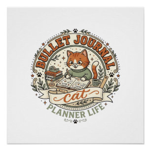 Bullet Journal Cat Bullet Journal Cat Vintage Vect Poster