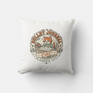 Bullet Journal Cat Bullet Journal Cat Vintage Vect Throw Pillow