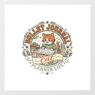 Bullet Journal Cat Bullet Journal Cat Vintage Vect Window Cling