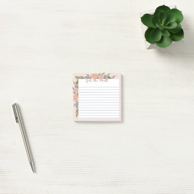 Bullet Journal Monthly Goals Insert -Floral Border Post-it Notes (Office)