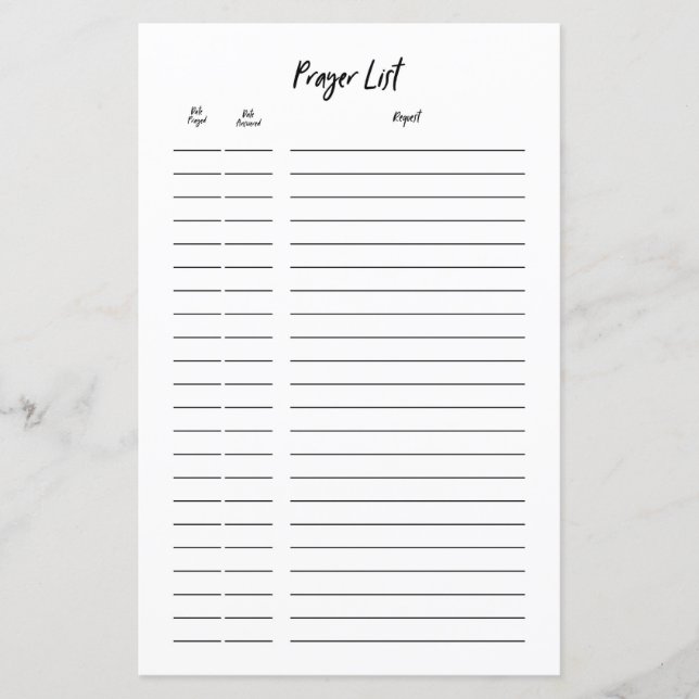 Bullet Journal Prayer Request List Planner Insert (Front)