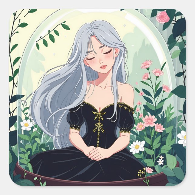 Bullet Journalling Series8 - Terrarium Girl 8 Square Sticker (Front)