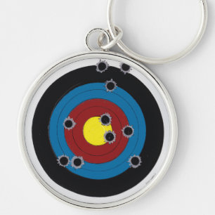 Bullet Riddled Bullseye Keychain
