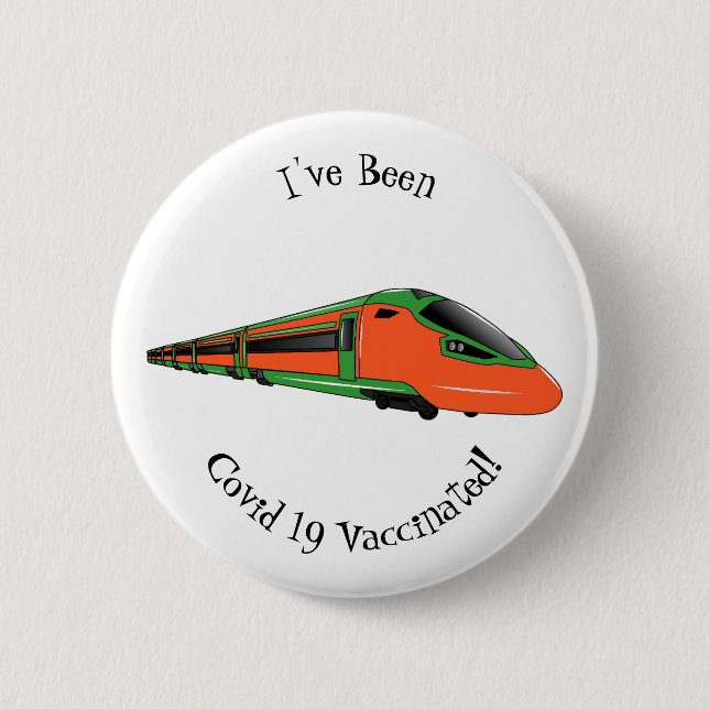 Bullet train cartoon illustration 2 inch round button (Front)
