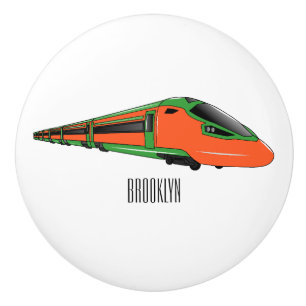 Bullet train cartoon illustration ceramic knob