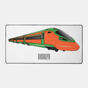 Bullet train cartoon illustration desk mat