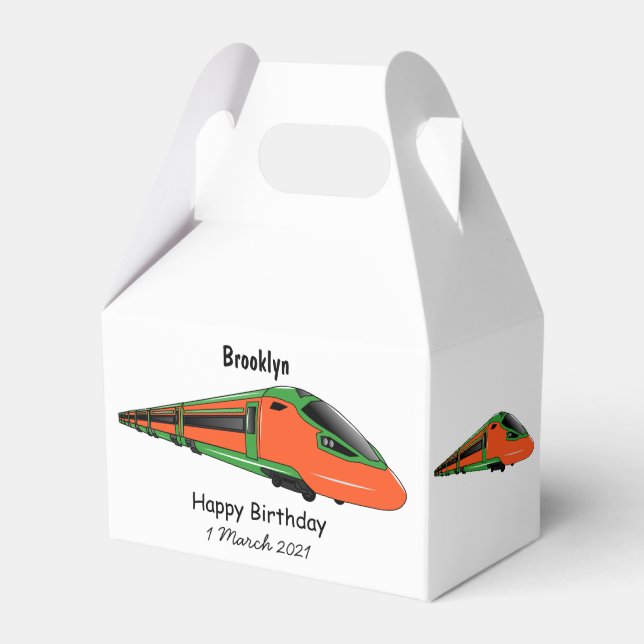 Bullet train cartoon illustration favor box (Front Side)