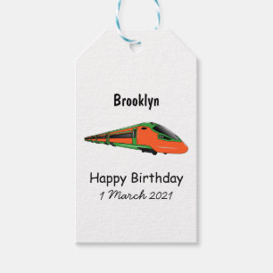 Bullet train cartoon illustration gift tags