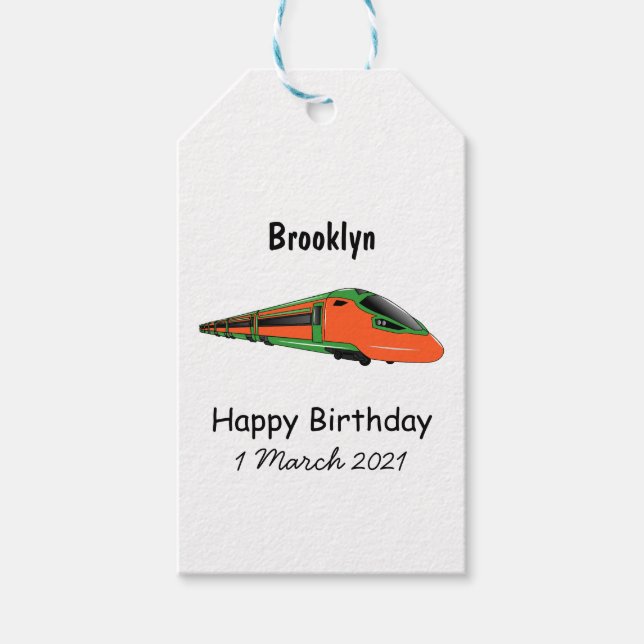 Bullet train cartoon illustration gift tags (Front)