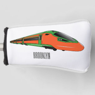 Bullet train cartoon illustration golf head cover