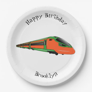 Bullet train cartoon illustration paper plate