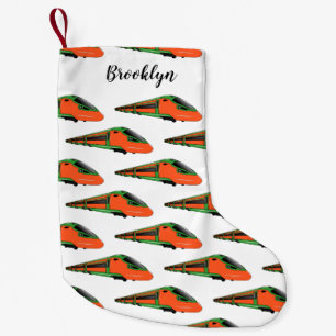 Bullet train cartoon illustration small christmas stocking