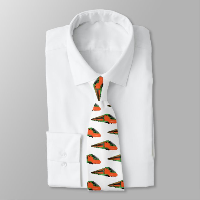 Bullet train cartoon illustration tie (Tied)