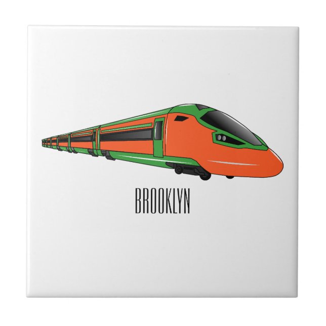 Bullet train cartoon illustration tile (Front)