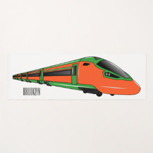 Bullet train cartoon illustration yoga mat