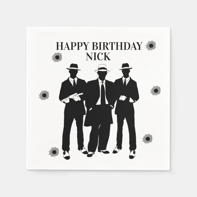 Bullets and Gangsters Party Napkins (Front)