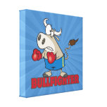 bullfighter funny boxer bull cartoon character stretched canvas print