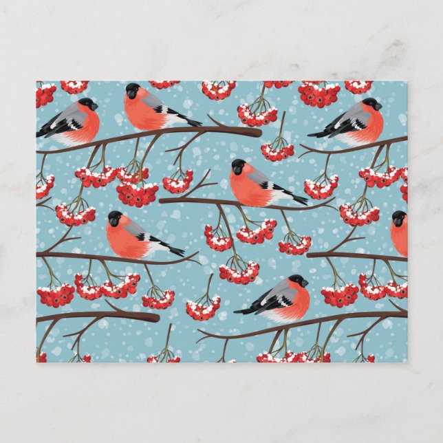 Bullfinch and Rowan design postcard (Front)