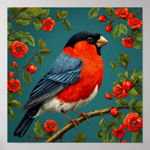 Bullfinch Bird Cozy Rustic Bird Decor Gift 🎁