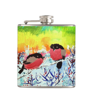 Bullfinch Birds Hip Flask