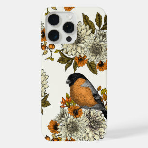 Bullfinch on autumn florals 2 iPhone 15 pro max case