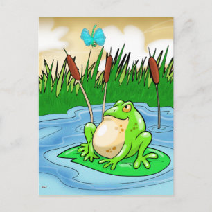 Bullfrog and Dragonfly Postcard