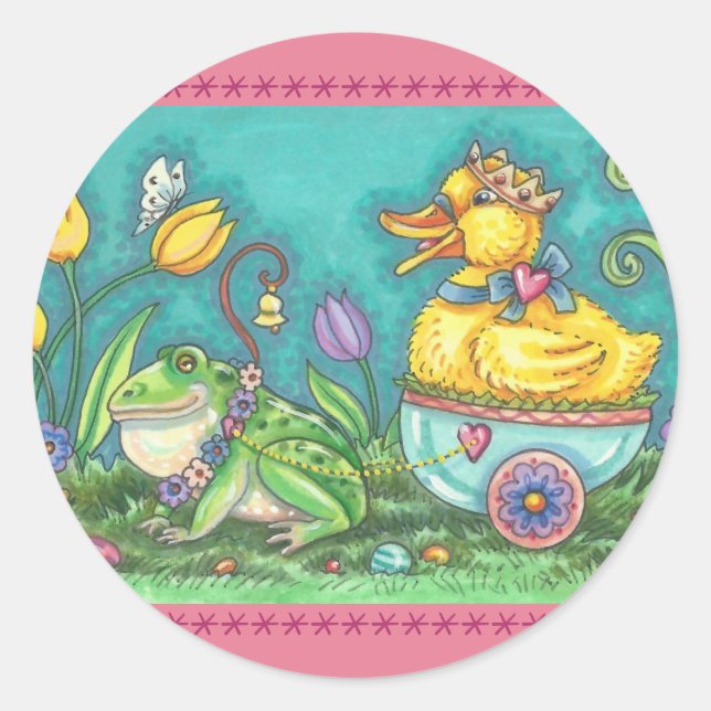 BULLFROG & DUCK EASTER EGG STICKERS Sheet Round (Front)