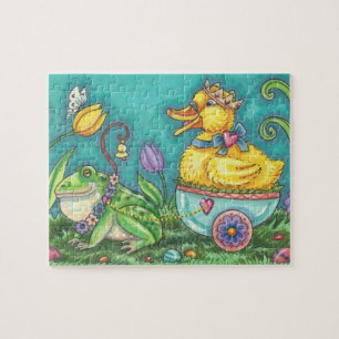 BULLFROG & DUCK PRINCE IN EGG CART, EASTER PUZZLE