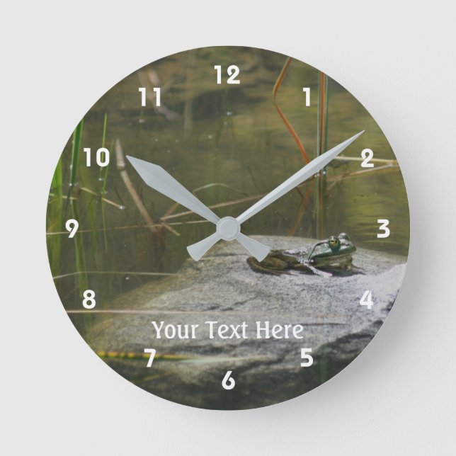 Bullfrog Sunning On Rock Nature Round Clock (Front)