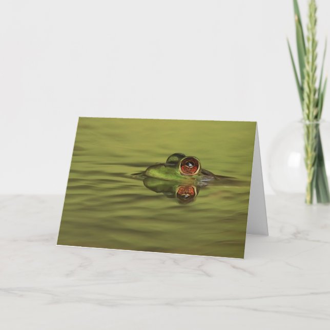 Bullfrog Swimming Folded Greeting Card (Front)