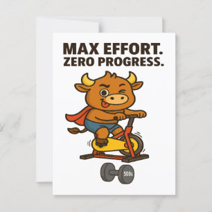 Bullio Funny Fitness – Max Effort, Zero Progress Postcard
