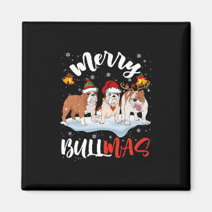 Bullmas Fun Santa Reindeer Elf Bulldog Christmas Magnet