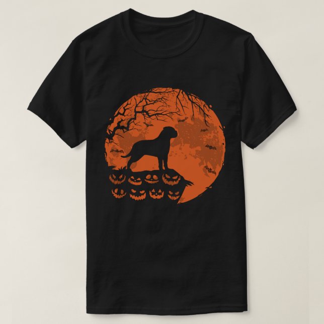 Bullmastiff And Moon Halloween Dog Lover Gift T-Shirt (Design Front)