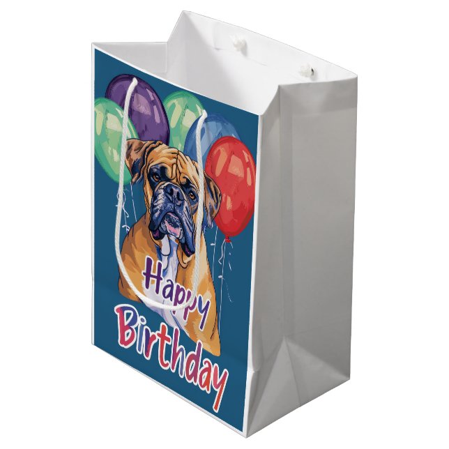 Bullmastiff Birthday Medium Gift Bag (Front Angled)