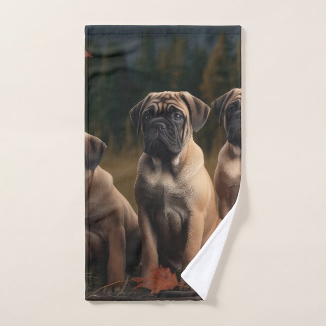 Bullmastiff Chiot Automne Citrouille de plaisir (Serviette à main)