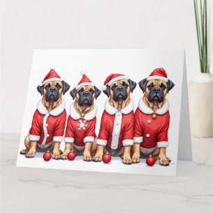 Bullmastiff Christmas Dress Santa Hat Card
