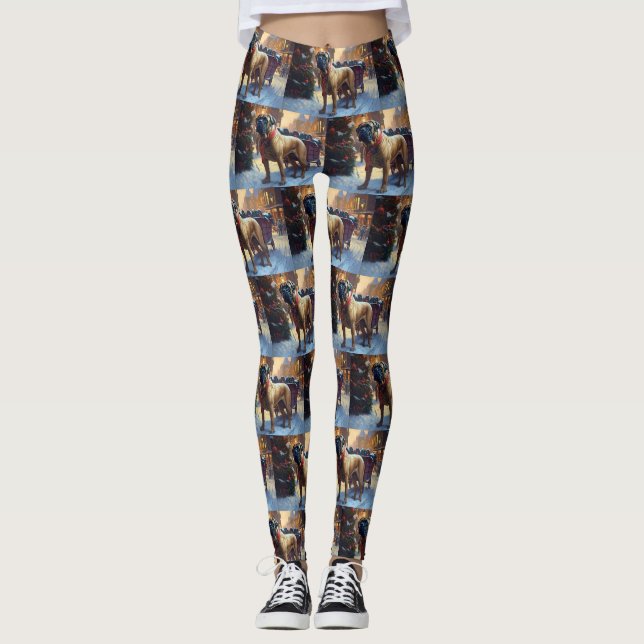 Bullmastiff Christmas Festive Season  Leggings (Front)