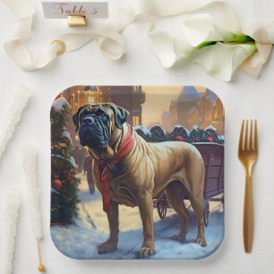 Bullmastiff Christmas Festive Season Paper Plate