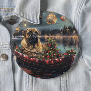 Bullmastiff Christmas Festive Voyage 6 Inch Round Button