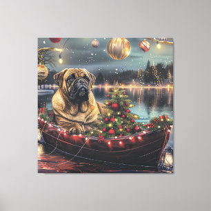 Bullmastiff Christmas Festive Voyage Canvas Print
