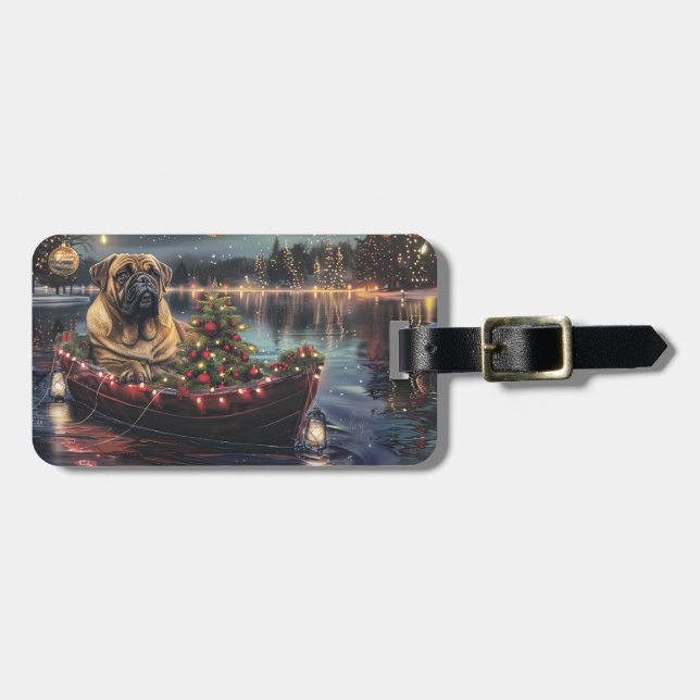 Bullmastiff Christmas Festive Voyage Luggage Tag (Front Horizontal)